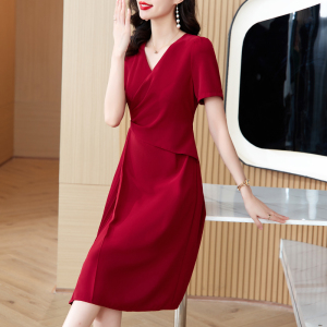 RM13044#成熟女性定制夏季时尚新款气质法式收腰显瘦连衣裙