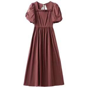TR35495# 夏装新款优雅纯色高腰连衣裙 服装批发女装服饰货源