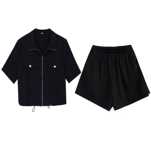 RM12955#大码女装2023夏季新款法式气质防晒小外套＋短裤两件套套装