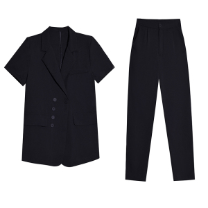 RM15806#夏季新款套装大码女装时尚小西装7分裤减龄两件套