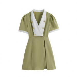 RM20347#夏时尚气质西装连衣裙短裤套装法式新款小个子收腰开叉两件套