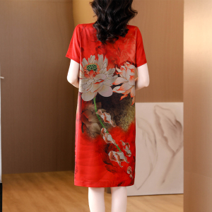 RM12473#重缎桑蚕丝真丝袍子喜婆婆中国风香云纱女装专柜正品连衣裙