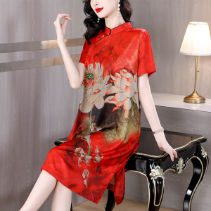 RM12473#重缎桑蚕丝真丝袍子喜婆婆中国风香云纱女装专柜正品连衣裙