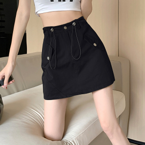 RM16655#韩版抽绳收腰显瘦半身裙女休闲减龄百搭防走光工装短裙