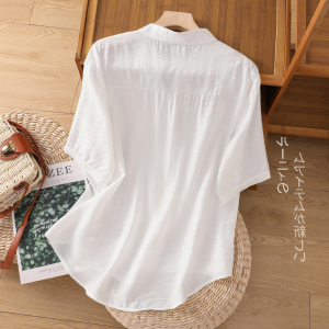 RM12374#夏季个性设计薄款开衫 刺绣棉麻衬衣 宽松百搭复古 亚麻上衣