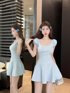 TR33682# 邻家妹妹嗲嗲针织连衣裙女芭蕾裙子修身显瘦 服装批发女装批发服饰货源