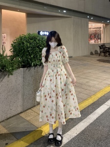 RM14306#夏季新款显瘦减龄遮肉甜美郁金香连衣裙子