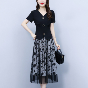 RM19360#夏装新款小香风短袖碎花连衣裙大码气质收腰显瘦时尚两件套