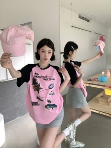 TR39793# 韩国ins印花短袖T恤女 服装批发女装批发服饰货源