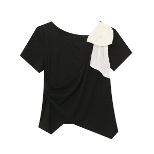 RM16509#夏季新款不规则裙休闲短袖修身短款上衣T恤