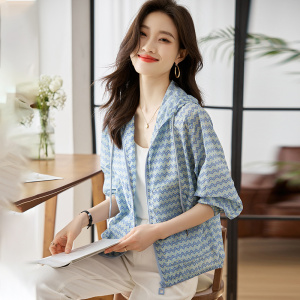 RM15365#高端韩国丝2023夏季新款休闲宽松型轻薄透气拉链防晒外搭上衣
