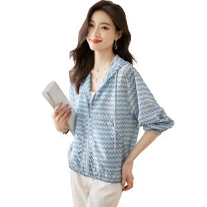 RM15365#高端韩国丝2023夏季新款休闲宽松型轻薄透气拉链防晒外搭上衣