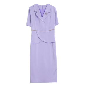 TR46030# 夏季高贵洋气紫色晚礼服高级感年轻气质小个子平时可穿 礼服批发