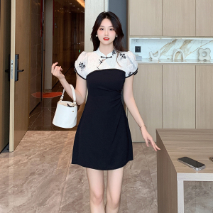RM20348#新中式改良版旗袍连衣裙女夏季2023年高级感修身显瘦气质短裙