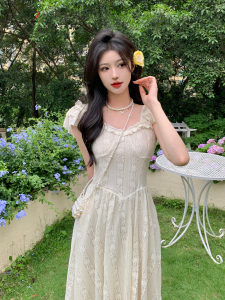 RM14364#大码女装●想去海边连衣裙夏季气质法式甜美设计感胖MM裙子