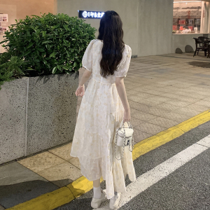 RM14308#夏季新款女装甜美少女慵懒感连衣裙收腰显瘦初恋桔梗气质碎花裙子