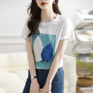 RM12700#春夏新款印花薄款拼接棉T恤小众上衣欧货小衫 女