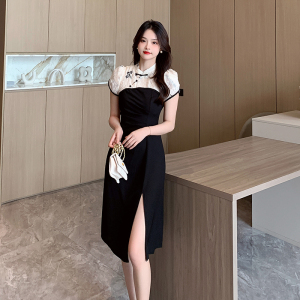 RM20353#新中式改良版旗袍连衣裙女夏季2023年高级感修身显瘦气质长裙