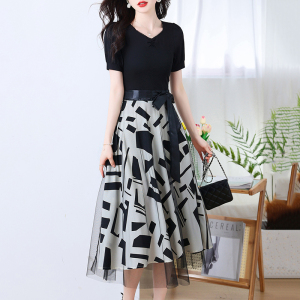 RM15107#连衣裙2023新款今年流行时尚夏款洋气质网纱假两件套漂亮裙子