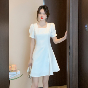 RM13239#法式白色性感连衣裙女2023夏季新款气质小个子礼服仙女裙子