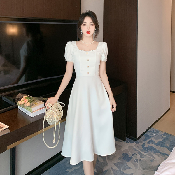 RM13241#夏季小个子白色订婚礼服连衣裙平时可穿高级感法式女