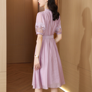 RM19052#法式蕾丝连衣裙女夏季2023新款时尚高级感重工刺绣显瘦中长裙