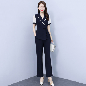 RM16393#短袖时尚休闲套装2023年新款韩版遮肚气质御姐风修身显瘦两件套裤