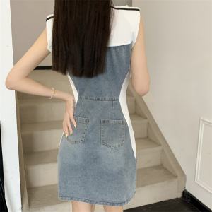 RM19456#花花家双版牛仔裙自带瘦腰特效短款拼接设计牛仔裙