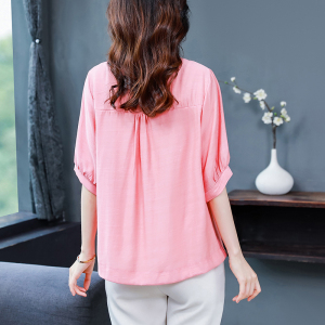 RM14475#夏季新款时尚气质复古中年妈妈重工刺绣圆领套头小衫女