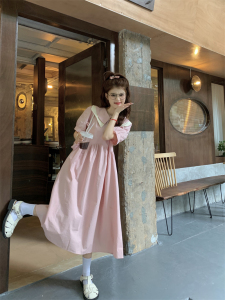 RM14241#大码胖MM~新款甜美碎花泡泡袖连衣裙