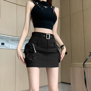 TR30479# 新款 工装半身短裙女夏美式辣妹小众设计感高腰休闲包臀裙子