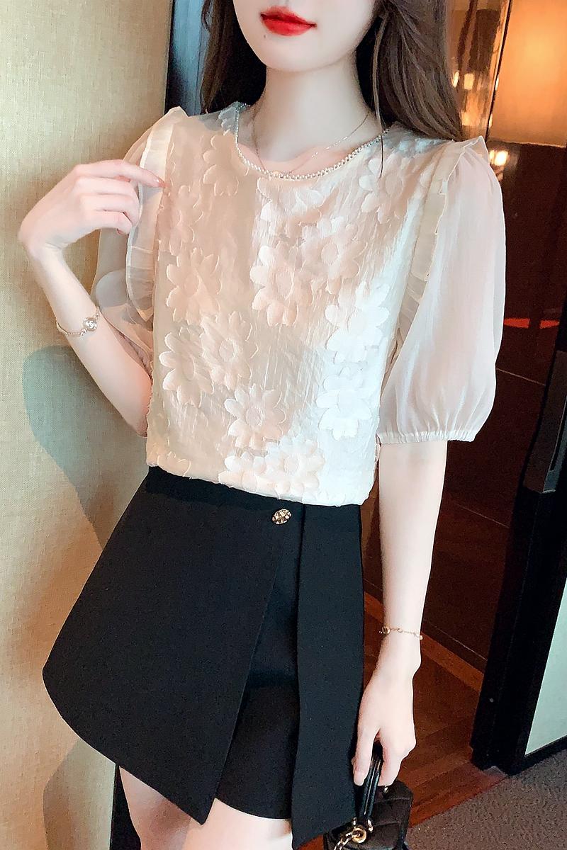 泡泡袖雪紡襯衫女裝夏裝2026年新款氣質時尚洋氣小衫短袖襯衣