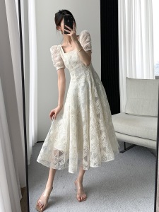TR31670# 春秋雪纺新款夏季连衣裙子重工蕾丝法式温柔度假风女装高端