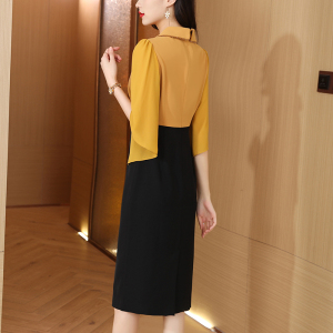 RM15683#装连衣裙女夏装新款高级时尚设计感钉珠假两件包臀一步裙