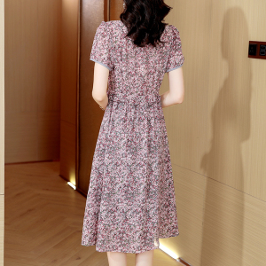 RM14070#气质时尚简约优雅大方贵气碎花连衣裙2023夏季新款遮肉显瘦减龄裙