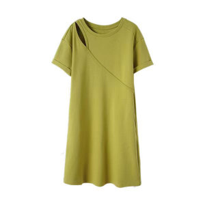 RM14694#镂空圆领连衣裙2023夏季新款时尚气质百搭肩膀镂空连衣裙