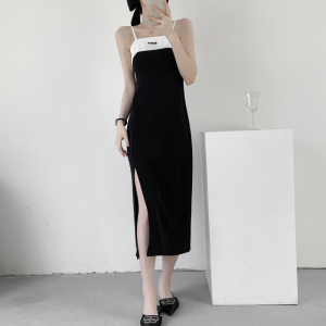TR33359# 时尚通勤拼色黑白吊带裙套装 服装批发女装批发服饰货源