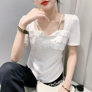 RM16074#夏季新款上衣白色时尚气质显瘦轻奢百搭女装T恤