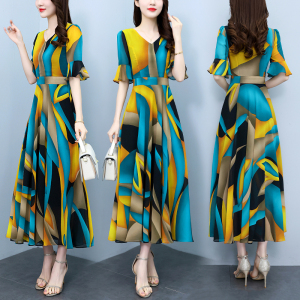 RM20801#碎花连衣裙2023女新款夏家高端精致奢华大品牌妈妈雪纺裙子夏