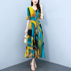 RM20801#碎花连衣裙2023女新款夏家高端精致奢华大品牌妈妈雪纺裙子夏