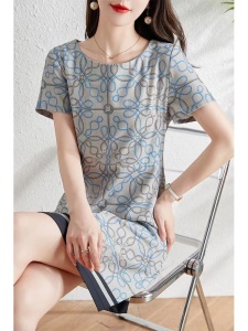 RM14034#法式复古高级感印花连衣裙女夏季2023新款修身显瘦气质优雅a字裙