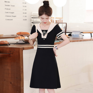 RM14191#高级感黑色小裙子2023夏季新款连衣裙女修身显瘦运动气质卫衣裙