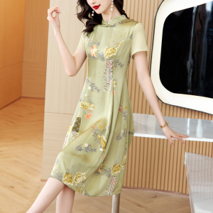 RM13050#新款夏款中式旗袍连衣裙40岁50女装时尚气质短袖夏季裙子