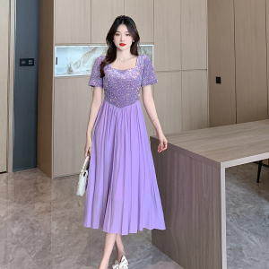 RM15254#夏季新款甜美气质绑带设计感珠片拼接连衣裙女