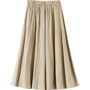 RM13277#冰丝半身裙女夏季薄款肌理感褶皱凉凉裙子高腰垂感休闲中长裙