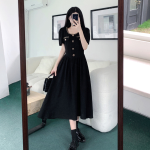 RM13697#小香风名媛气质减龄设计感小众裙子夏季法式短袖收腰显瘦连衣裙女
