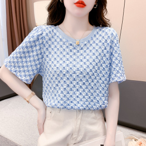 RM13073#夏韩版减龄洋气小香风圆领宽松甜美针织衫上衣女甜美