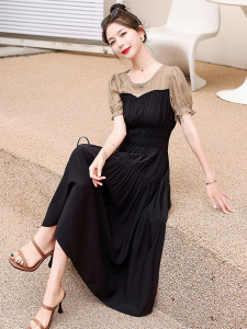 RM15132#夏季泡泡袖天丝连衣裙女2023新款高级感法式别致显瘦时尚茶歇裙子