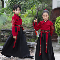 批发原创男女同款新中式国风刺绣交领襦裙两件套汉元素童<b class='q'>装</b>改良汉服