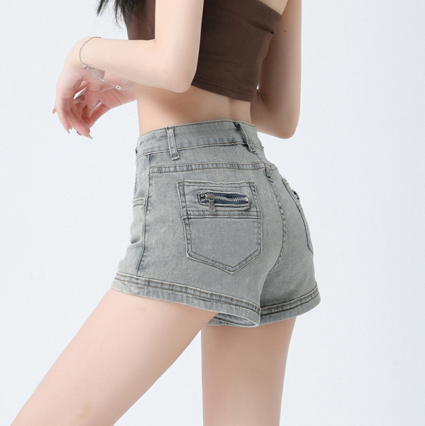 RM24201#夏季网红辣妹复古紧身牛仔短裤高腰性感a字直筒牛仔热裤